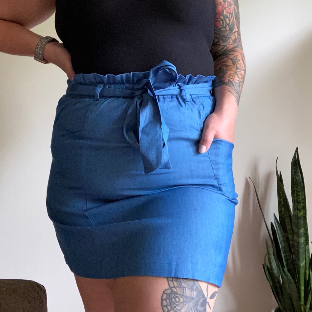 SHEIN blue denim look skirt with pockets size XL